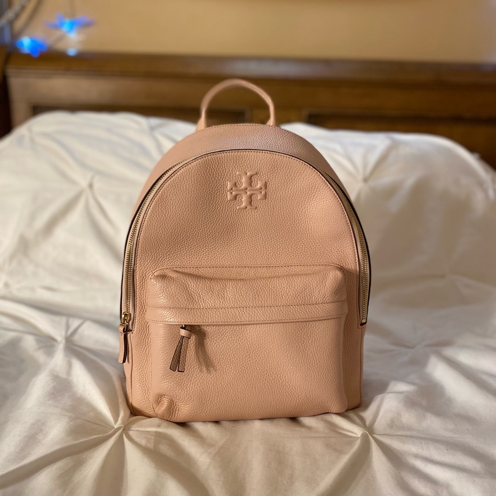 Tory Burch Thea Pebbled Backpack in Pink Quartz